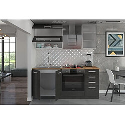 Cstore LASSEN - cuisine complète l 180 cm avec meuble four et plans de travail - gris matera