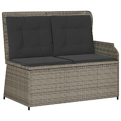 Avis vidaXL Salon de jardin 3 pcs avec coussins Gris Résine tressée