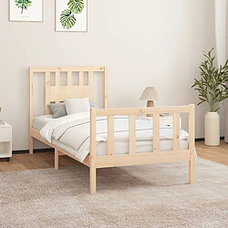 Maison Chic Cadre/structure de lit et tête de lit pour adulte - Lit Moderne Chambre bois de pin massif 100x200 cm -MN64964