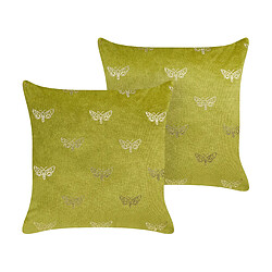 Beliani Lot de 2 coussins YUZURI Velours 45 x 45 cm Animal Vert clair