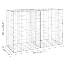 vidaXL Mur en gabion avec couvercles Acier galvanisé 150x60x100 cm pas cher