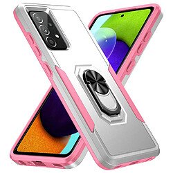 Coque en TPU antichoc avec béquille à anneau rotatif blanc/rose pour votre Samsung Galaxy A72 4G/5G