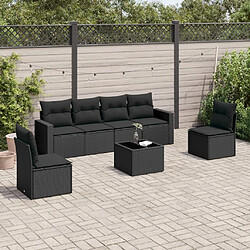 Maison Chic Salon de jardin 7 pcs avec coussins | Ensemble de Table et chaises | Mobilier d'Extérieur noir résine tressée -GKD94987