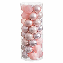 BigBuy Christmas Boules de Noël Rose Plastique 6 x 6 x 6 cm (40 Unités)