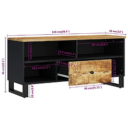 vidaXL Meuble TV 100x33x46 cm bois de manguier et d'ingénierie pas cher