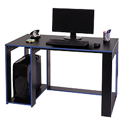 Mendler Bureau HWC-J26, bureau informatique table de bureau, 120x60x76cm ~ noir-bleu pas cher