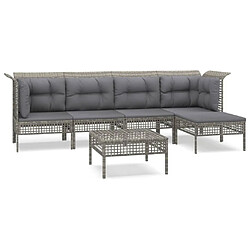 Maison Chic Salon de jardin 6 pcs + coussins - Mobilier/Meubles de jardin - Table et chaises d'extérieur Gris Résine tressée -MN76201