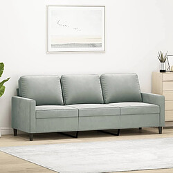 Maison Chic Canapé à 3 places,Canapé droit,Sofa de Salon,Banquette Gris clair 180 cm Velours -GKD826495