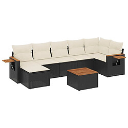 Maison Chic Ensemble Tables et chaises d'extérieur 8 pcs avec coussins,Salon de jardin noir résine tressée -GKD699274