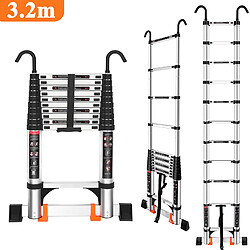 3.2M Échelle Télescopique en Aluminium avec Crochet Support Mural