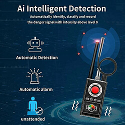 Chrono Détecteur anti-espion à quatre temps, Détecteur de bogues, Détecteur RF KORKUAN, Détecteurs de caméras cachées, Détecteur de caméra pour détecteur de bogues audio sans fil, Version de mise à niveau - Détecteur anti-espion,(noir)