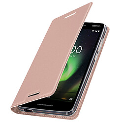 Dux Ducis Housse Nokia 2.1 Étui Folio Porte-cartes Fonction Stand Flip Cover Rose gold