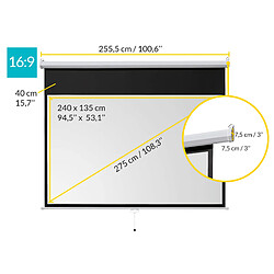 Écran de projection ivolum manuel 240 x 135 cm