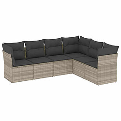 vidaXL Salon de jardin 6 pcs avec coussins gris clair résine tressée