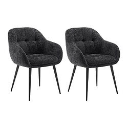 Lot de 2 chaises avec accoudoirs en tissu texturé et métal - Noir - LASSANDRA de Pascal Morabito