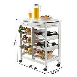 Avis Urban Living Desserte à roulettes avec 2 tiroirs et de multiples rangements - H. 76 cm - Noir