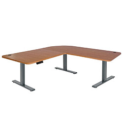 Decoshop26 Bureau d'angle table d'ordinateur réglable en hauteur électriquement 178 x 178 cm structure marron gris anthracite 04_0006037