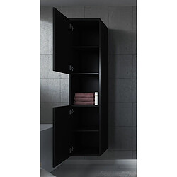 Avis Auco Armoire de rangement de Montreal Hauteur : 131 cm Noir brillant - Meuble de rangement haut placard armoire colonne