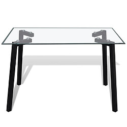 vidaXL Table de salle à manger avec dessus de table en verre Noir