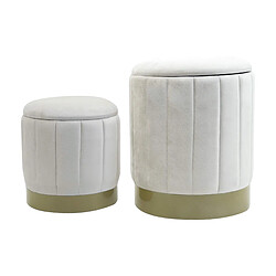 Mobili Rebecca Pouf avec rangement Rebecca Mobili Okome 44x35,5x35,5 Tissu Polyester Acier Blanc Jaune Moderne ENSEMBLE 2 pcs