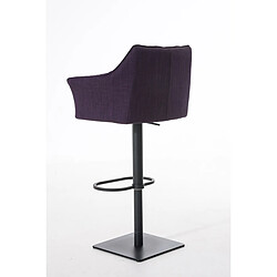 Acheter Decoshop26 Tabouret de bar chaise haute de comptoir couture carrées assise en tissu violet cadre en métal noir 10_0004697