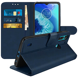 Avizar Étui Motorola Moto G8 Power Lite Folio Porte-carte Fonction Support Bleu nuit