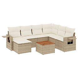 vidaXL Salon de jardin avec coussins 8 pcs beige résine tressée