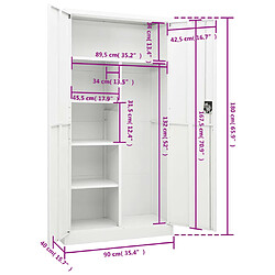 vidaXL Armoire à casiers Blanc 90x40x180 cm Acier pas cher