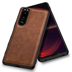 Coque en TPU + PU anti-rayures, anti-empreintes digitales, rétro pour votre Sony Xperia 5 III 5G - marron