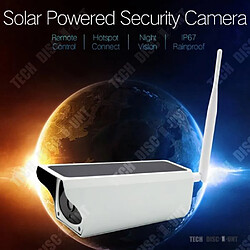 Tech Discount Caméra surveillance extérieur wifi sans fil solaire connectée panneau solaire télécommande étanche HD carte TF infrarouge à distance