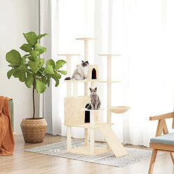 vidaXL Arbre à chat avec griffoirs en sisal Crème 154 cm