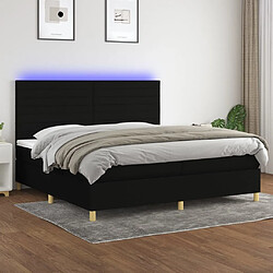 Sommier à lattes,Cadre à lattes de lit et matelas et LED pour Adulte Noir 200x200 cm Tissu -MN33188