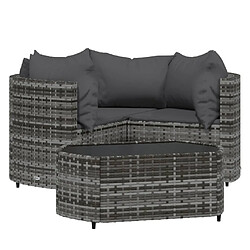 Maison Chic Salon de jardin 4 pcs + coussins - Mobilier/Meubles de jardin - Table et chaises d'extérieur Gris Résine tressée -MN22933