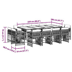vidaXL Ensemble à manger de jardin 13 pcs coussins noir résine tressée pas cher