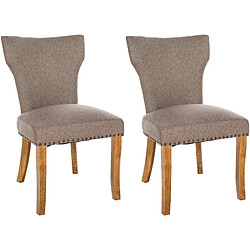 Decoshop26 Set de 2 chaises de salle à manger boutons décoratifs en tissu couleur taupe et pieds en bois 10_0001595