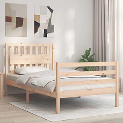 Maison Chic Cadre/structure de lit et tête de lit pour adulte - Lit Moderne Chambre 100x200 cm bois massif -MN29041