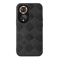 Coque en TPU + PU anti-rayures, texture quadrillée noir pour votre Honor 50