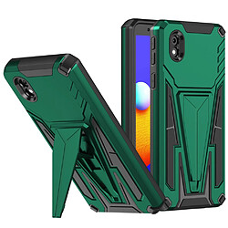 Coque en TPU anti-rayures, flexible, en forme de V, antichoc avec béquille vert foncé pour votre Samsung Galaxy A10s