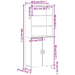 vidaXL Buffet haut Noir 69,5x34x180 cm Bois d'ingénierie pas cher