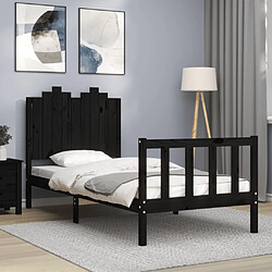 Maison Chic Lit adulte - Cadre Structure de lit avec tête de lit Contemporain noir 90x200 cm bois massif -MN97079