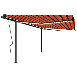 Maison Chic Auvent manuel rétractable,Store manuel de porte avec LED 4x3 m Orange et marron -GKD69744