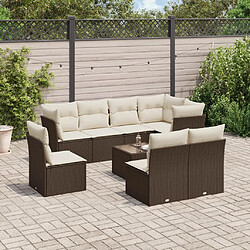 vidaXL Salon de jardin avec coussins 9 pcs marron résine tressée