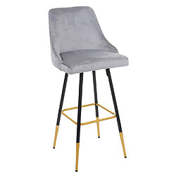 Avis Mendler 2x tabouret de bar HWC-E70, chaise de bar/comptoir, design rétro, velours, haubans/pieds dorés ~ gris