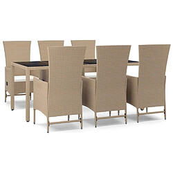 Ensemble salle à manger de jardin 7 pcs,Table et chaise à dîner d'extérieur beige poly rotin -MN86628