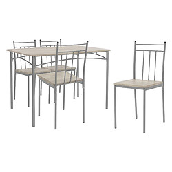 ML-Design Set table de salle à manger avec 4 chaises 110 cm chêne clair pieds en acier