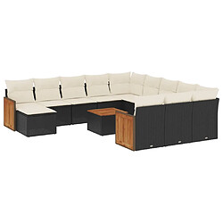 Maison Chic Salon de jardin avec coussins 13 pcs | Ensemble de Table et chaises | Mobilier d'Extérieur noir résine tressée -GKD66416