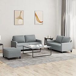 Maison Chic Ensemble de canapés 3 pcs avec coussins, Canapé droit Sofa pour Salon Gris clair Tissu -GKD375163