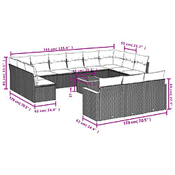 Avis Maison Chic Salon de jardin avec coussins 14 pcs | Ensemble de Table et chaises | Mobilier d'Extérieur gris résine tressée -GKD42266