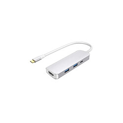 Hub USB C Urban Factory 4 en 1 avec 2 USB A 1 HDMI 4K 1 USB C 100W PD Gris sidéral