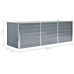 vidaXL Lit surélevé de jardin Acier galvanisé 240x80x77 cm Gris pas cher